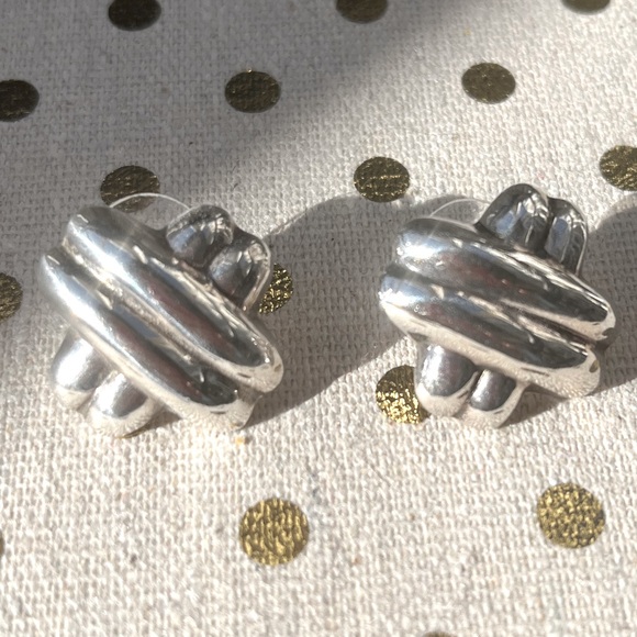 Jewelry - Sterling Silver Chunky 80’s/90’s CrissCross Earrings